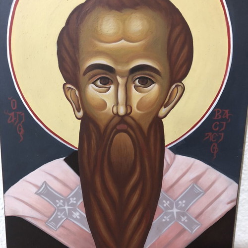 Handmade Byzantine icon of Saint Basil