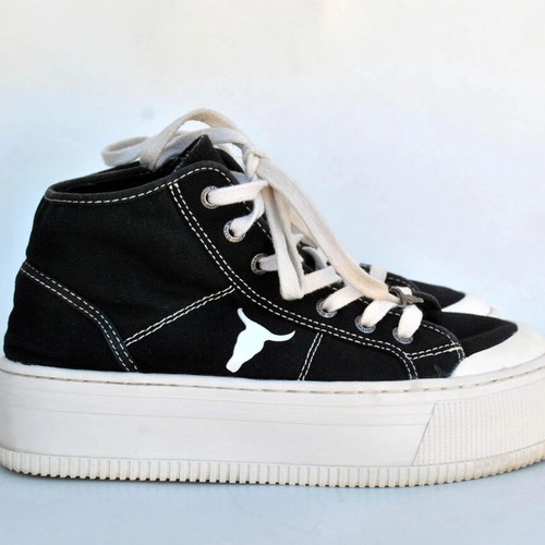 Windsor Smith Black Canvas Platform Sneakers Size 38 Used