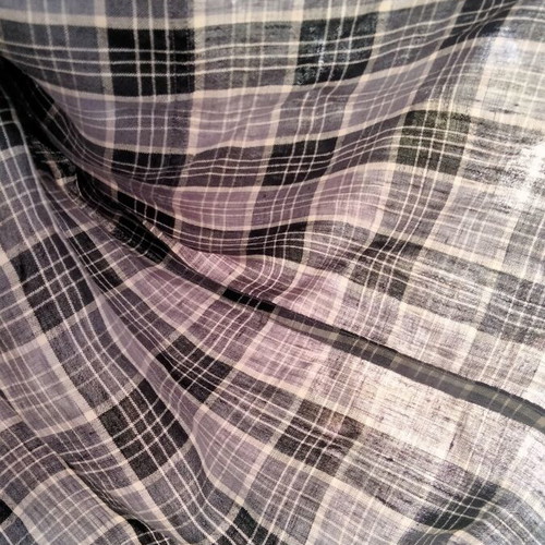 Larusso men's short-sleeve plaid shirt medium like new, black and grey