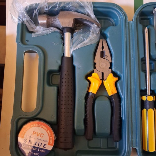 Tool set in plastic carrying case new