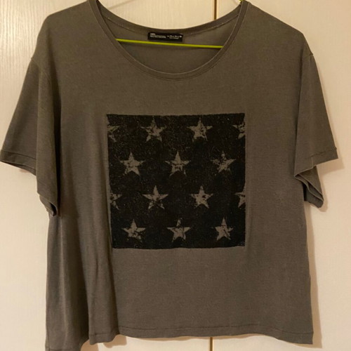 Zara T-shirt short sleeve gray with embossed design used, size M