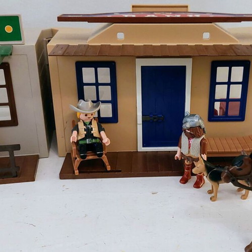 Playmobil Western set Sheriff & Bank used with figures and accessories