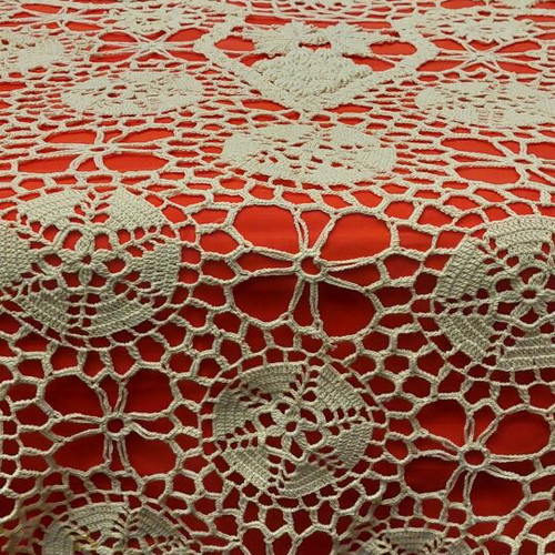 Handmade crochet tablecloth grapes 120x120 new, 50-year heirloom