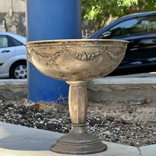 Vintage Silver-Plated Cup Fruit Bowl used with Embossed Floral Decoration