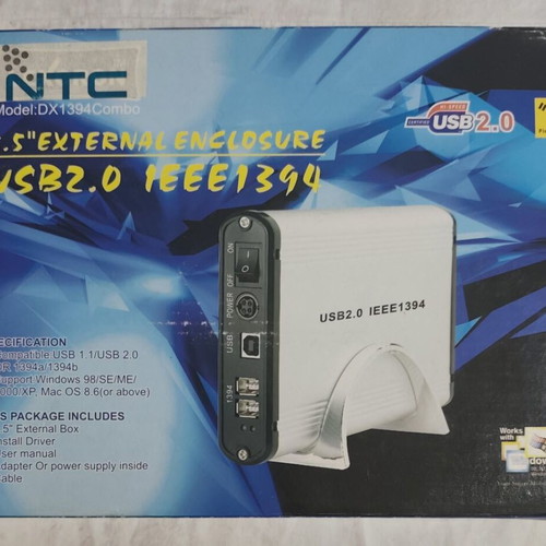 IDE 3.5" External Hard Drive Enclosure Aluminum USB2.0/Firewire New