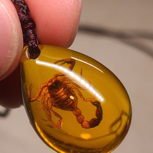 Amber necklace with Scorpio pendant new
