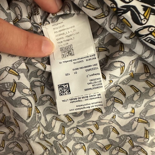 Hugo Boss Toucan Pattern Long Sleeve Shirt Like New, Size L