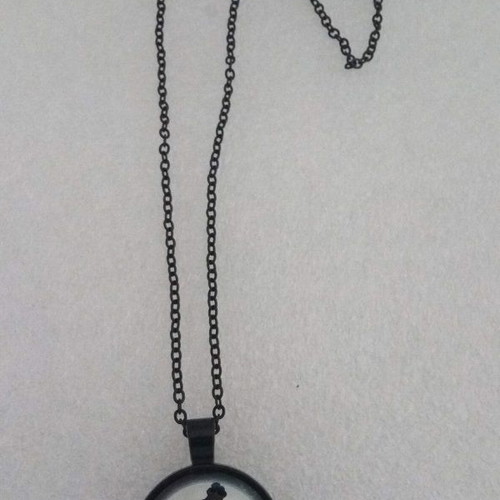 Handmade ballerina figure pendant necklace in steel and glass