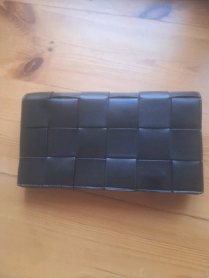 Black envelope bag new, faux leather with woven design