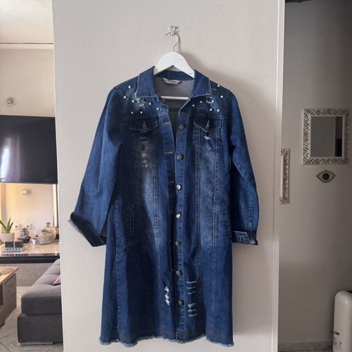 Blue blouse dress coat, size Medium