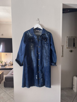 Blue blouse dress coat, size Medium