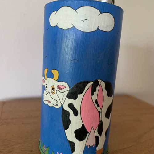 Bamboo Pencil Holder hand-painted, like new