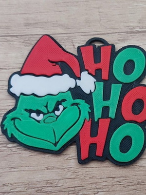 Festive ornament with green monster and HO HO HO 3D printed