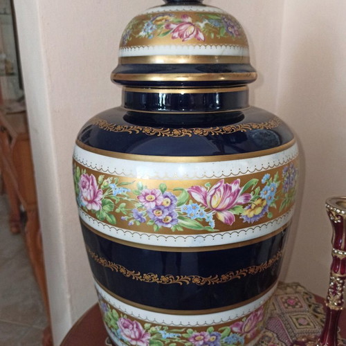Keramos N porcelain vase used, Italian with lid wear
