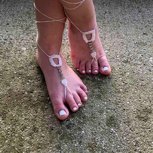 Barefoot Romaska foot jewelry white, new