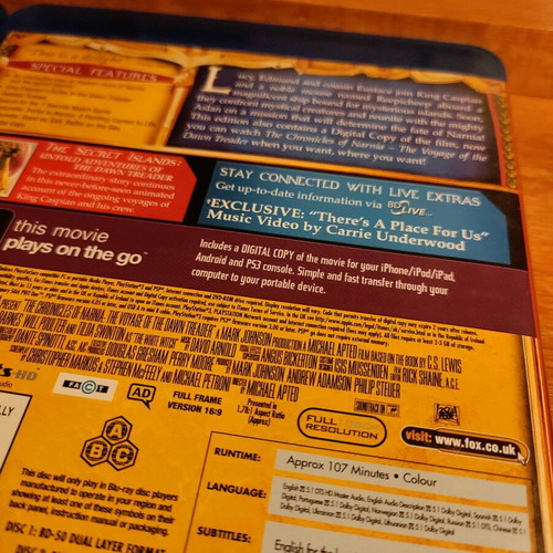 Chronicles of Narnia Trilogy Blu-Ray like new with English subtitles