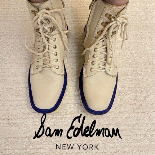 Μποτάκια Sam Edelman μεταχειρισμένα, γνήσιο δέρμα, μέγεθος 36,5-37, κρεμ