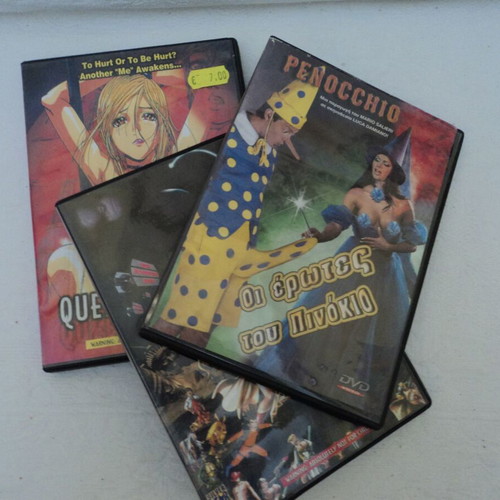 Erotic DVDs used, 2 animated and 1 Pinocchio parody