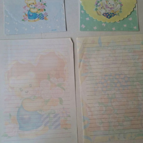 Romantic teddy bear stationery like new, collectible writing paper