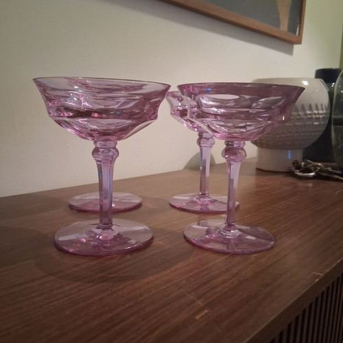 Moser Alexandrite Glass Set of 4 Crystal Glasses like new
