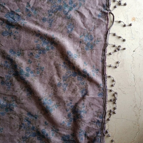Scarf used purple with blue flowers