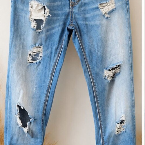 Skinny jeans blue used with rips size S