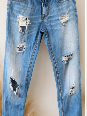 Skinny jeans blue used with rips size S