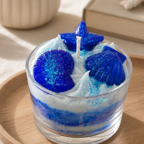 Handmade soy scented candle with sea aroma