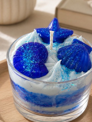 Handmade soy scented candle with sea aroma