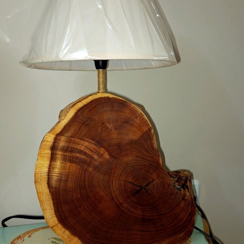 Handmade Table Lamp from Wild Mulberry Wood like new