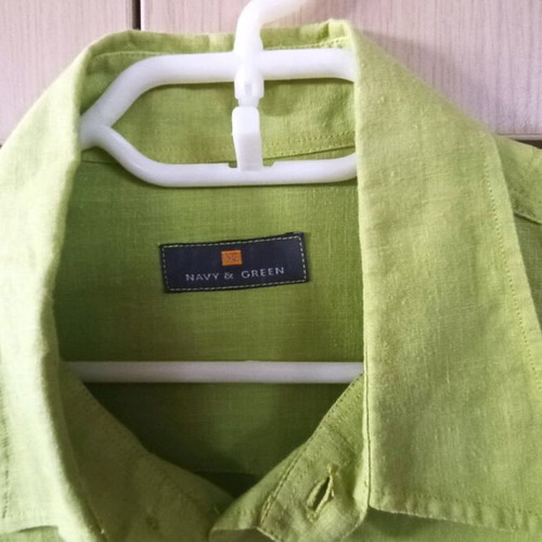 Linen shirt Navy & Green like new, green color