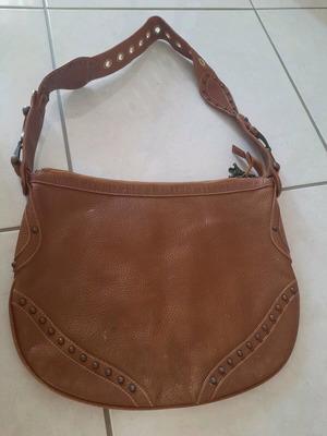 Τσάντα δερμάτινη ταμπά μεταχειρισμένη, χιαστί και ώμου