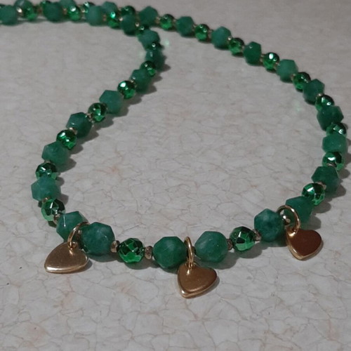 Necklace aventurine and hematite in steel new