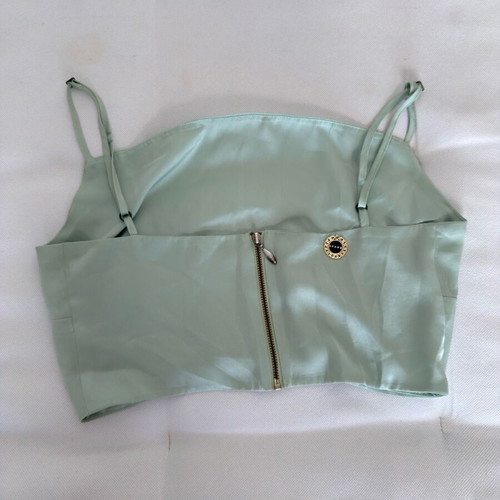 Lynne satin top with zipper and adjustable strap pistachio like new