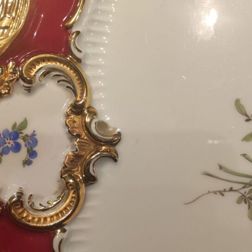 Porcelain plate rare Rococo style like new, Germany 1920-1949