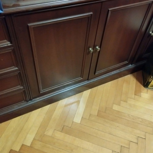 Mahogany bookcase and desk like new with drawers and cabinets