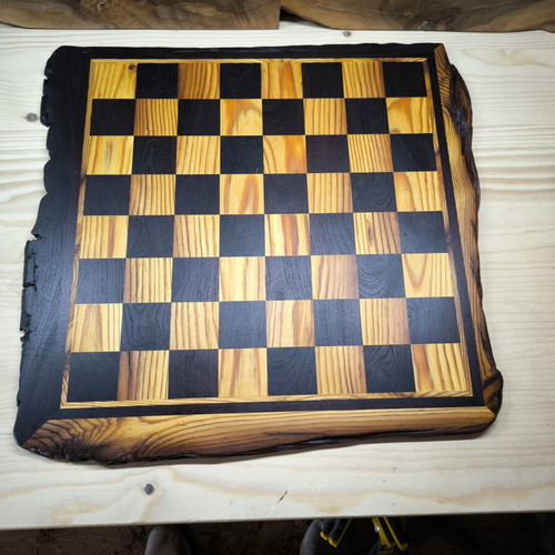 Chessboard made of cedar and ebony wood