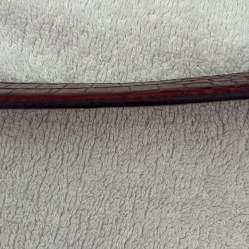1996 Omega Sterling brown leather belt 95cm, western style, alligator print buckle