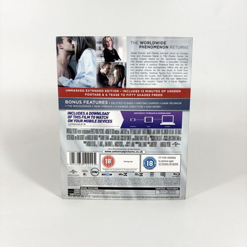 Fifty Shades Darker Unmasked Extended Edition Blu-ray like new with English subtitles