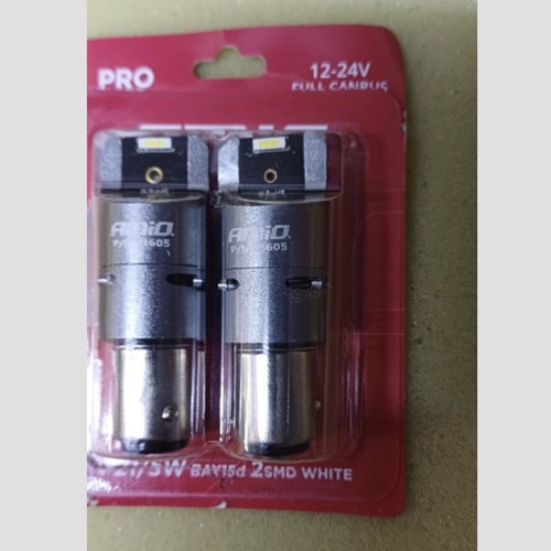 P21/5W BAY15s LED bulbs 12/24V 6000K with fan full CAN-BUS pro series AMiO, like new, 2 pcs