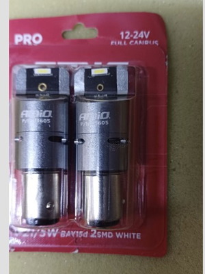 P21/5W BAY15s LED bulbs 12/24V 6000K with fan full CAN-BUS pro series AMiO, like new, 2 pcs
