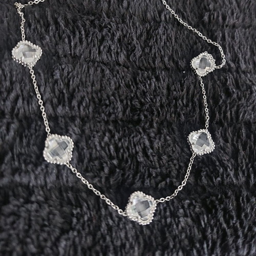 Necklace new, stainless steel with transparent stones
