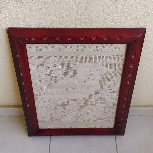 FRAME. THE BIRD IS WOVEN ON THE LOOM IN THE YEAR 1950