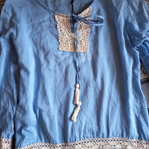 Cotton Kaftan Fullah Sugah new, size XL, beige and blue