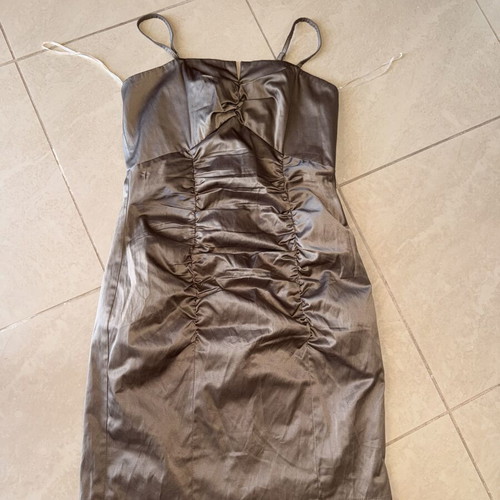 Dress size S, beige and brown