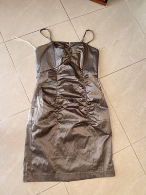 Dress size S, beige and brown