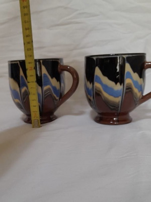 Mugs set of 5 new, green and blue colors