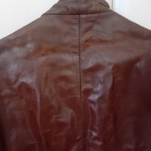 Leather jacket brown size large with metal buttons used
