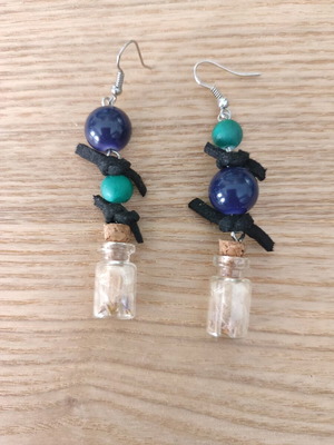Earrings with SK9 bottle new, handmade with plant material