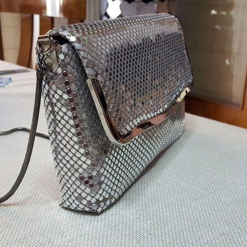 Vintage Clutch Bag 80s Used Metal Mesh